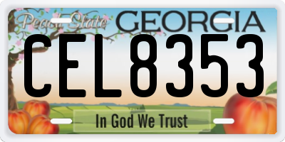 GA license plate CEL8353