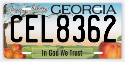 GA license plate CEL8362