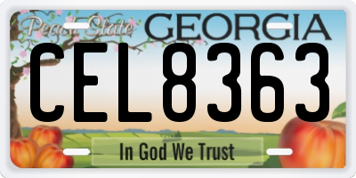 GA license plate CEL8363