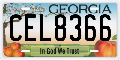 GA license plate CEL8366