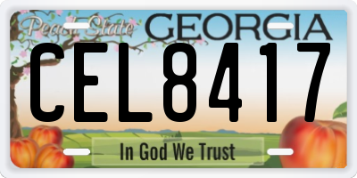 GA license plate CEL8417