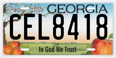 GA license plate CEL8418