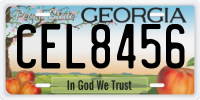 GA license plate CEL8456