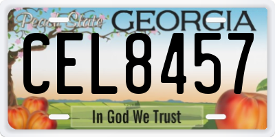 GA license plate CEL8457