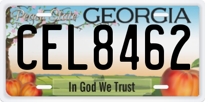 GA license plate CEL8462