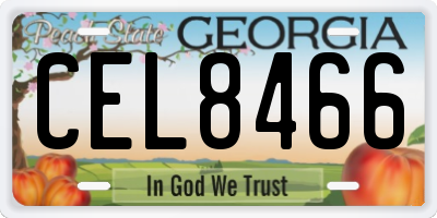 GA license plate CEL8466