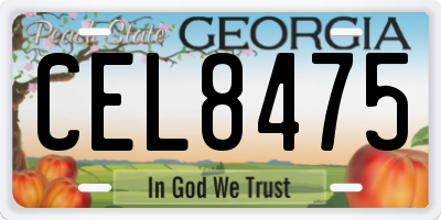 GA license plate CEL8475