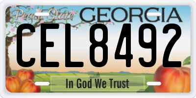 GA license plate CEL8492