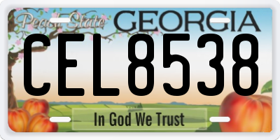 GA license plate CEL8538