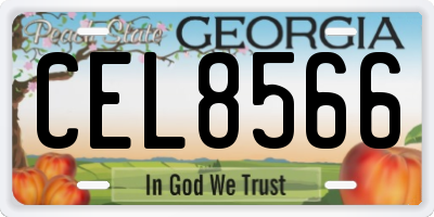 GA license plate CEL8566