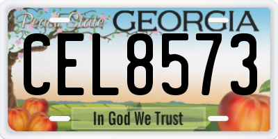 GA license plate CEL8573