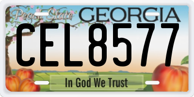 GA license plate CEL8577