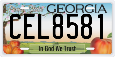 GA license plate CEL8581