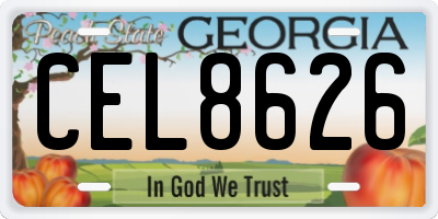 GA license plate CEL8626
