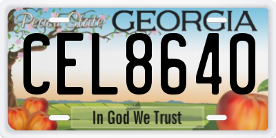 GA license plate CEL8640