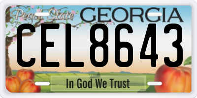 GA license plate CEL8643