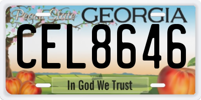 GA license plate CEL8646