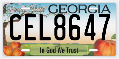 GA license plate CEL8647