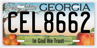 GA license plate CEL8662