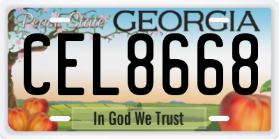 GA license plate CEL8668