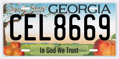 GA license plate CEL8669