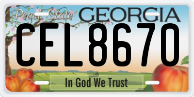 GA license plate CEL8670