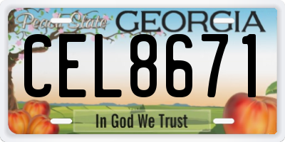 GA license plate CEL8671