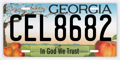 GA license plate CEL8682
