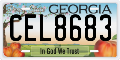 GA license plate CEL8683