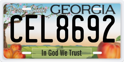 GA license plate CEL8692