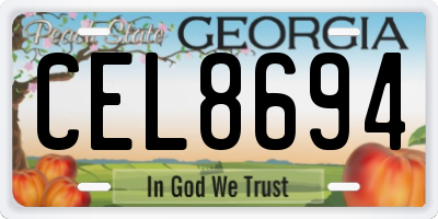 GA license plate CEL8694