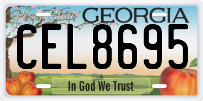 GA license plate CEL8695
