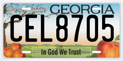 GA license plate CEL8705