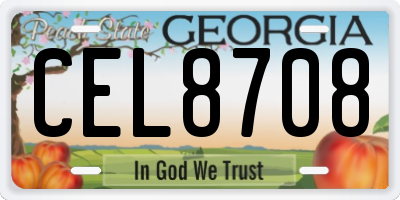GA license plate CEL8708