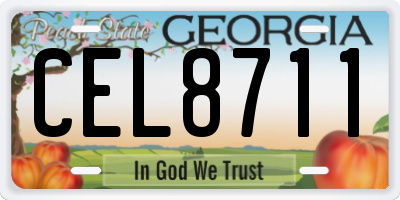 GA license plate CEL8711