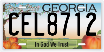 GA license plate CEL8712