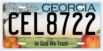 GA license plate CEL8722