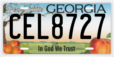 GA license plate CEL8727