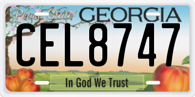 GA license plate CEL8747