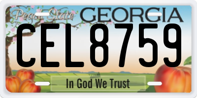 GA license plate CEL8759