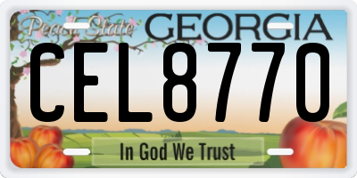 GA license plate CEL8770