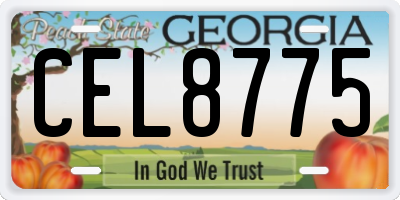 GA license plate CEL8775