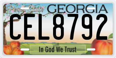 GA license plate CEL8792