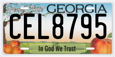 GA license plate CEL8795