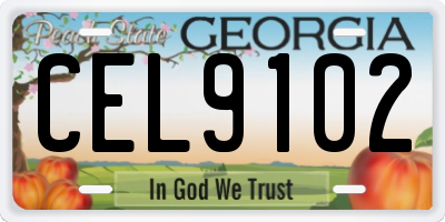 GA license plate CEL9102