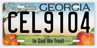 GA license plate CEL9104