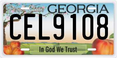 GA license plate CEL9108