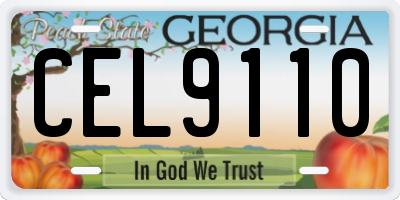 GA license plate CEL9110