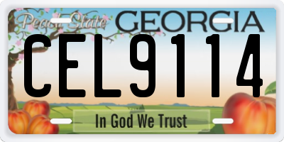 GA license plate CEL9114