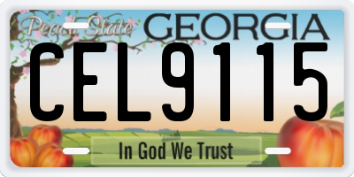 GA license plate CEL9115